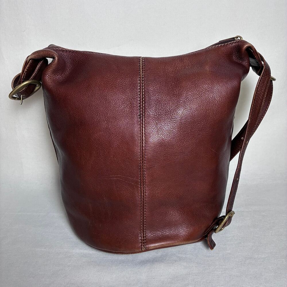 J Jill Brown Leather Convertible Bucket Bag Backpack Boho Vintage Shoulder Purse